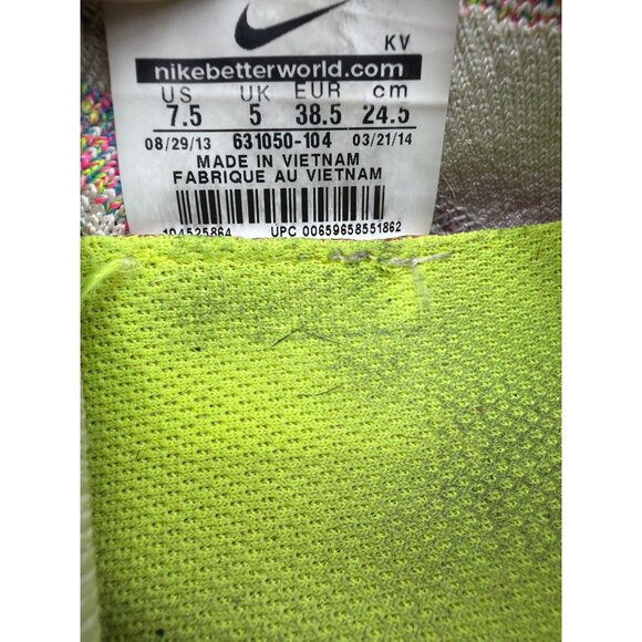 Nike Flyknit Free 3.0 Multicolor Running Shoes - Size 7.5 / Women's - Picture 5 of 6